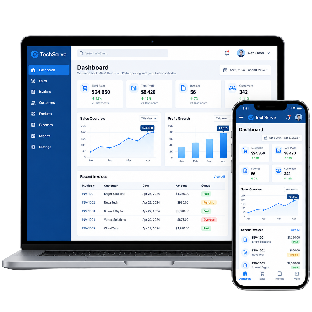 Dashboard on desktop and mobile