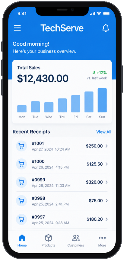 TechServe app on a phone
